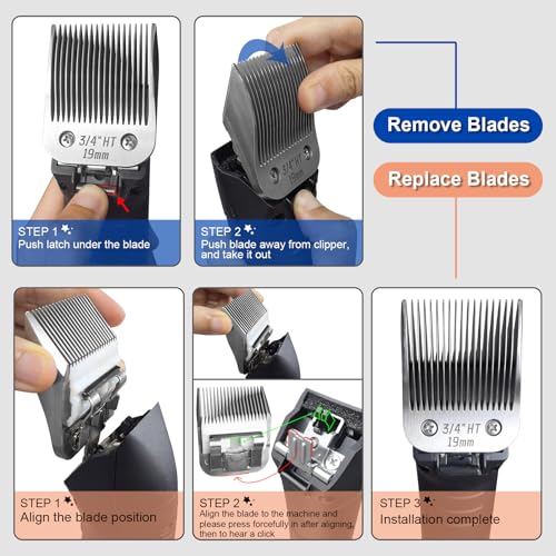 3/4HT Detachable Dog Grooming Stainless Steel Blades for Andis/Oster A5 - color: Silver, size: 3/4HT 19mm