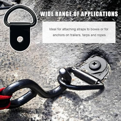 20PCS Small Steel D-Ring Tie Downs, Heavy Duty D Ring Tie Downs Strap Anchor Lashing Rings, Steel Tie-Down Hooks for Loads on Case Truck Cargo Trailers RV Boats, Car Accessories (Black) - color: Black, 20pcs