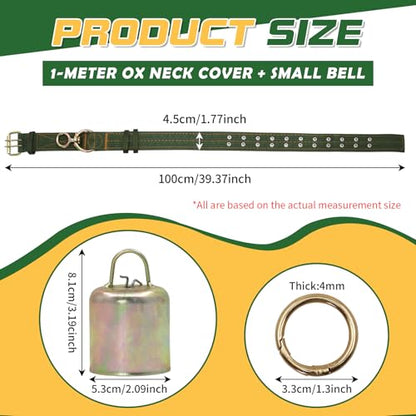 39.4 Inch Heavy Duty Adjustable Cow Collar with Anti-Lost Cow Bell - size: 39.4 Inch