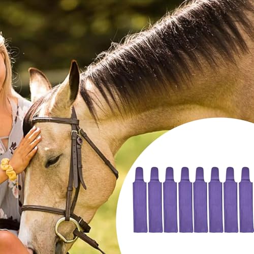 8 Pcs Horse Mane Bags - Mane Bags for Horses Protect Equine Mane from Sun, Wind, Dirt - Prevents Tangles, Breakage & Rubbing Out - Durable Nylon - Washable & Easy Use (Purple) - color: Purple