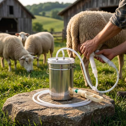 Manual Goat Milker, Suction Control, 2L Stainless Steel
