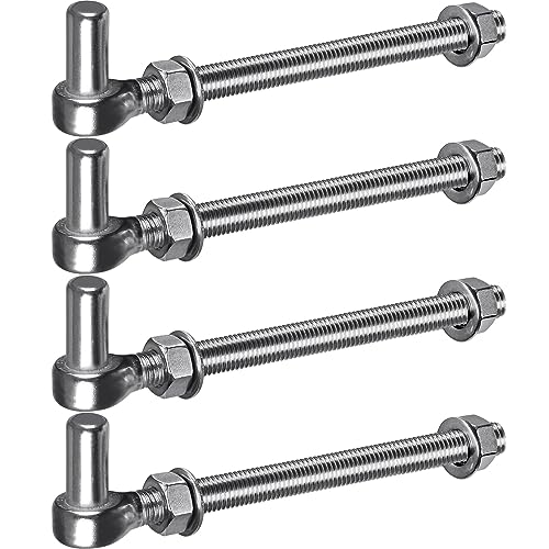 Insaga M16x 10'' J-Bolt Gate Hinge, 304 Stainless Steel J-Bolt Post Hinge for Farm Gate, 5/8" Male Pin J-Bolt Hinge for Chain Link Fence Gate, Gate Hinges for Metal Gates (4Pcs) - color: M16-10''-4PCS