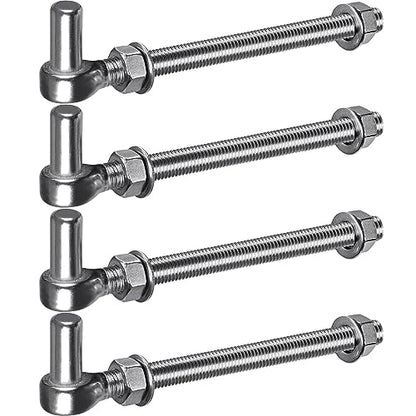 Insaga M16x 10'' J-Bolt Gate Hinge, 304 Stainless Steel J-Bolt Post Hinge for Farm Gate, 5/8" Male Pin J-Bolt Hinge for Chain Link Fence Gate, Gate Hinges for Metal Gates (4Pcs) - color: M16-10''-4PCS