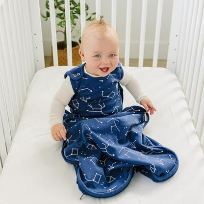 Woolino Ultimate Baby Sleep Sack – 4 Season Merino Wool Sleeping Bag, Organic Cotton Outer, Temp Regulating Blanket, Adjustable Sleep Sack Universal Size 2–24 Months - Night Sky - color: Night Sky