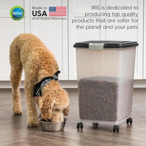 IRIS USA Dog Food Storage Container, Up to 54 lbs, Black, Made in USA - color: Black, size: 54 lbs