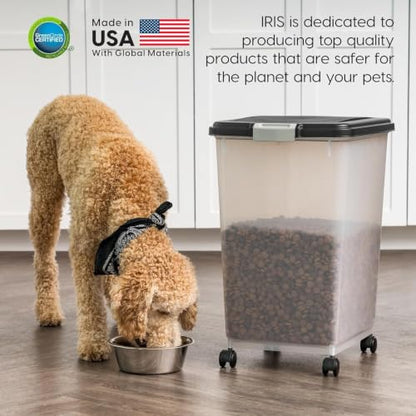 IRIS USA Dog Food Storage Container, Up to 54 lbs, Black, Made in USA - color: Black, size: 54 lbs