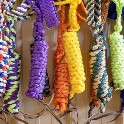 Jeffers Equine Braided Mule Tape Halter with 10' Detachable Lead Rope Set for Horses, 14 to 18 Hands - Stylish Design with Adjustable Poll Strap, Easy to Use Western Tack - Yellow - color: Yellow