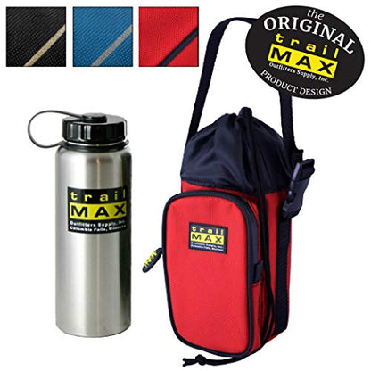 TrailMax 500 Series Water Bottle Horse Saddle Bag; Insulated & Padded Drink Holder; Western & Endurance Saddle Water Carrier; Saddlebag w/ 1 Liter Stainless Steel Water Bottle; Glacier Blue & Frost