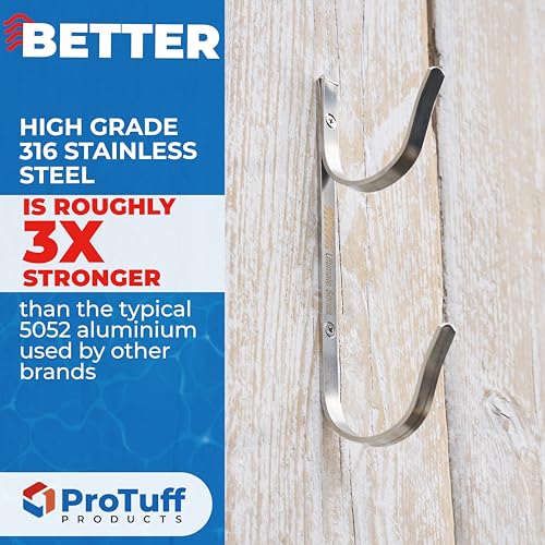ProTuff 490 Promise 2-Pack Stainless Pool Pole Hanger, Wall Mount - size: 2 Brackets
