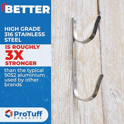 ProTuff 490 Promise 2-Pack Stainless Pool Pole Hanger, Wall Mount - size: 2 Brackets