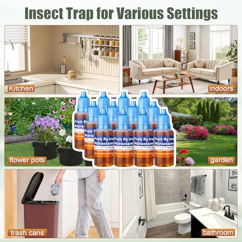 Fruit Fly Trap Refill Liquid, Gnat Killer&Fruit Fly Catcher Bait Refill, - color: Blue, size: 12