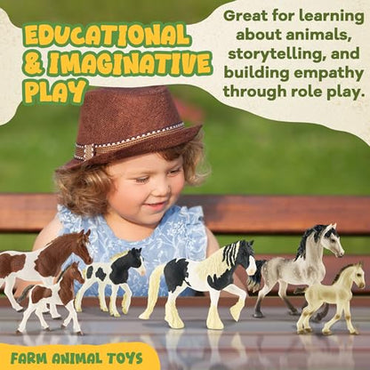 Zippytots 10PCS Horse Figurine Set Realistic Horse Figure Toys for Toddlers Educational Gift for Kids Perfect Party Favors Animal Figure Learning Toys - style: 10-PC Horse Figures Set