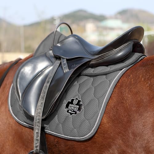 Harrison Howard Mesh Riding Half Pad for English Saddle Comfortable Cushioning Reduce Pressure on Horse’s Back - color: Grey