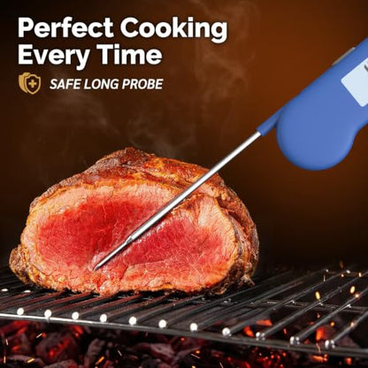 0.5 Sec Instant Read Grill Meat Thermometer Digital Food Cooking BBQ, Blue - color: Blue
