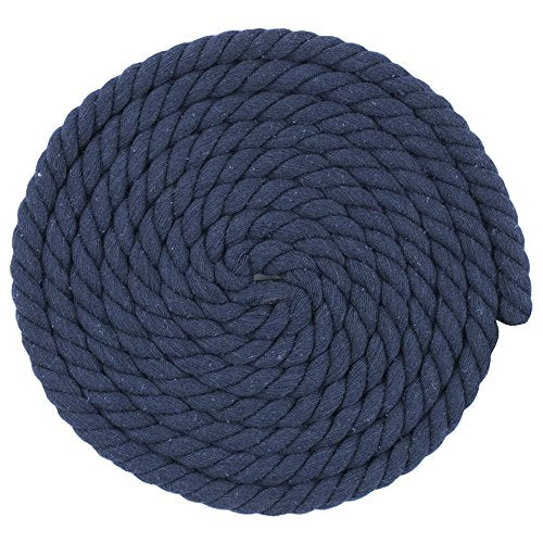 Super Soft 3 Strand Twisted Cotton Rope (Navy, 1/2 Inch x 10 Feet) - color: Navy, size: 10 Feet X 1/2 Inch