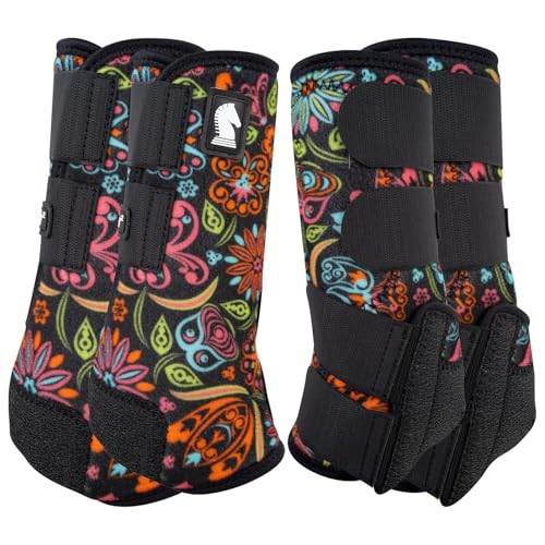 Classic Equine Legacy2 Support Boots, Front and Hind - color: Neon Flower, size: Small