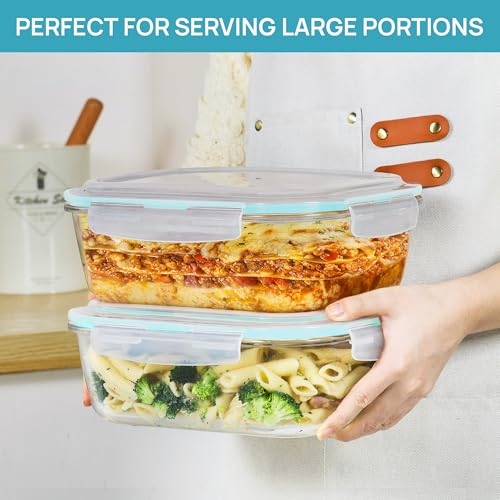 Vtopmart 2Pack 2260ml/76.4oz Extra Large Glass Storage Containers, Green - color: Green, size: 76.4oz