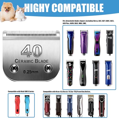 Dog Grooming Replacement Blades Compatible with Andis Dog Clipper - size: 40-3PCS
