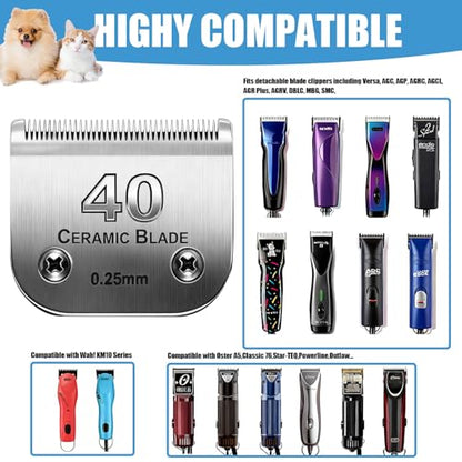 Dog Grooming Replacement Blades Compatible with Andis Dog Clipper - size: 40-3PCS