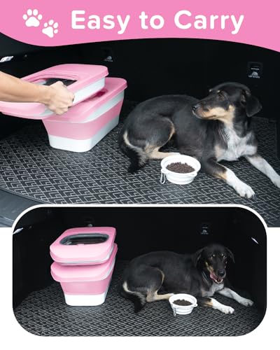 10-13 Lbs Airtight Dog Food Storage Container,Collapsible Pet Food Storage - color: Pink/10-13 Lbs