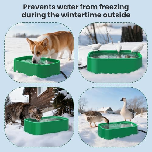 IPOW Extra Large Heated Water Bowl with 5 Layers Design for Heating & Heat Preservation Provides Drinkable Water & Food in Winter Heated Pet Bowl for Cat Rabbit Chicken Duck Squirrel, 194 fl oz