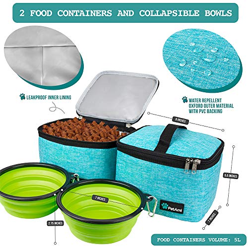 PetAmi Dog Travel Bag Organizer, Pet Supplies Diaper Tote, Teal Blue Large - color: Sea Blue, size: Large - 15.5"L x 9.5"W x 14.0"H