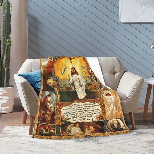 Christian Jesus Blanket Christian Prayer & Scripture Throw Blanket Religious Bible Verses, Ultra-Soft Lightweight Flannel (50"X40") for Adults & Kids - Uplifting Faith Gift - color: Christian Jesus, size: 50"x40"