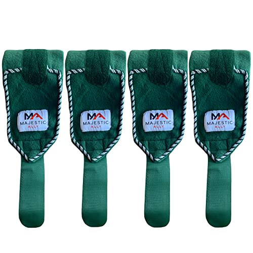 Majestic Ally Fleece Polo Leg Wraps with Braided Rope for Horses - Set of 4-10 Foot Long and 5 Inch Wide (Hunter Green) - color: Hunter Green