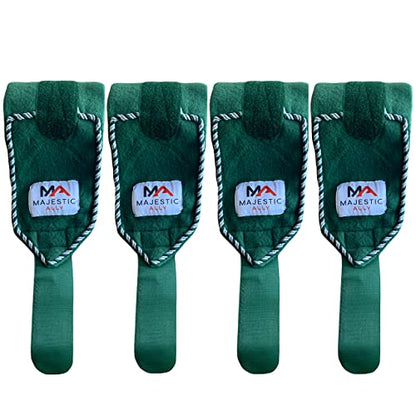 Majestic Ally Fleece Polo Leg Wraps with Braided Rope for Horses - Set of 4-10 Foot Long and 5 Inch Wide (Hunter Green) - color: Hunter Green