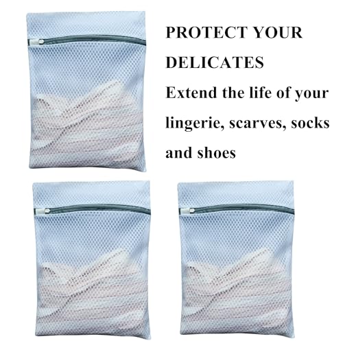 3Pcs Mesh Laundry Bags Durable Zipper Wash Bags for Delicates, Lingerie, Bras, Underwear, Baby Clothes, Shoe, Sock - Protect Garments in Washing Machine Pouch Net Bag Travel 12 x 16 Inches - size: 3 Medium(12 x 16 Inches)