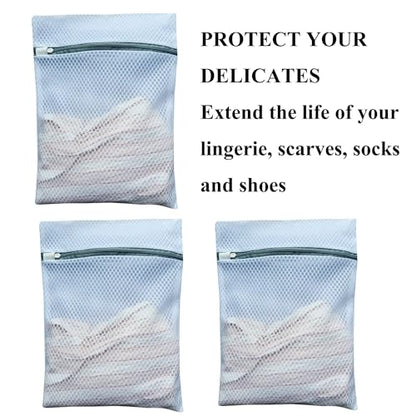 3Pcs Mesh Laundry Bags Durable Zipper Wash Bags for Delicates, Lingerie, Bras, Underwear, Baby Clothes, Shoe, Sock - Protect Garments in Washing Machine Pouch Net Bag Travel 12 x 16 Inches - size: 3 Medium(12 x 16 Inches)