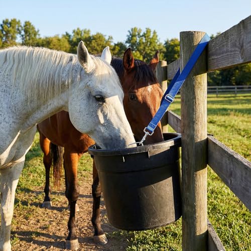 4Pcs Horse Bucket Strap Hangers Nylon Straps Hanging Feed Tack - color: Blue