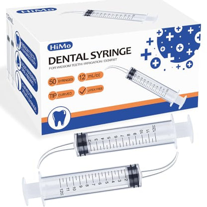 Wisdom Teeth Syringes, 50 Pack Irrigation Dental Syringes with Measure Scale & Curved Tip for Dental Care Liquid Oral Tonsil Stone - size: 50 Pack