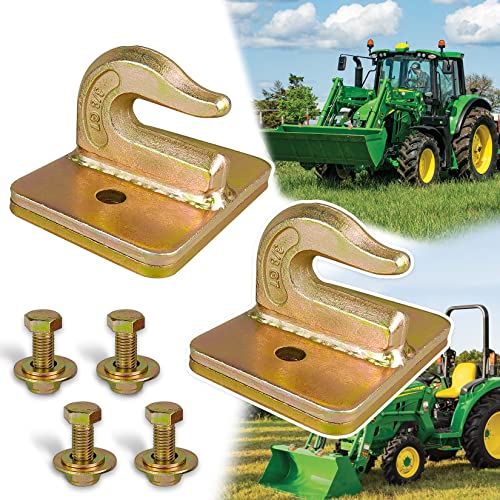 VIAGL 2 Pack 3/8" Tractor Bucket Grab Hook Grade 70 Forged Steel Bolt On Grab Hook Tow Hook Mount with Backer Plate,Work Well for Tractor Bucket, RV, UTV,Truck