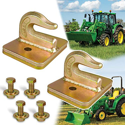 VIAGL 2 Pack 3/8" Tractor Bucket Grab Hook Grade 70 Forged Steel Bolt On Grab Hook Tow Hook Mount with Backer Plate,Work Well for Tractor Bucket, RV, UTV,Truck