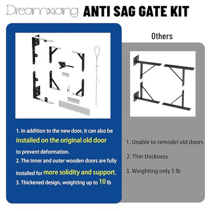 Gate Corner Brace Bracket Anti Sag Gate Frame Kit with Self-Locking Latch