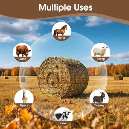 4x4 Ft Round Bale Hay Nets for Horses, Heavy Duty Slow Feed Hay Net