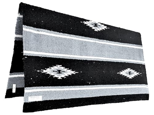 Majestic Ally 36"x34" Navajo Design Acrylic Saddle Blanket for Horses - 2.4 lbs - Gray and Black - color: Gray and Black