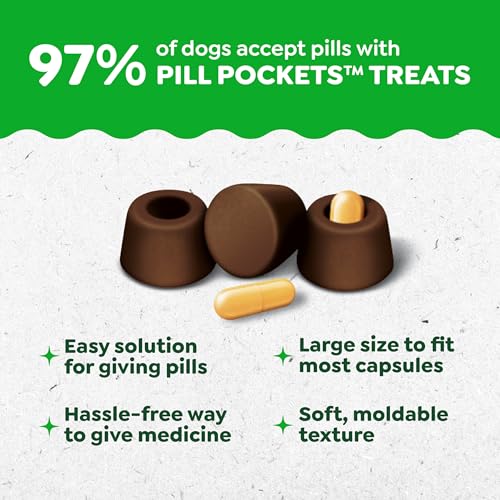 Greenies Pill Pockets Large Size Dog Treats, Hickory Smoke, 15.8 oz | Capsule size, hickory smoke flavor, masks medicine odor, low calorie, stress-free, Dog Treat Pouch for Capsule Medication - size: 60 Count (Pack of 1)