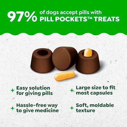 Greenies Pill Pockets Large Size Dog Treats, Hickory Smoke, 7.9 oz | Capsule size, hickory smoke flavor, masks medicine odor, low calorie, stress-free, Dog Treat Pouch for Capsule Medication - size: 30 Count (Pack of 1)