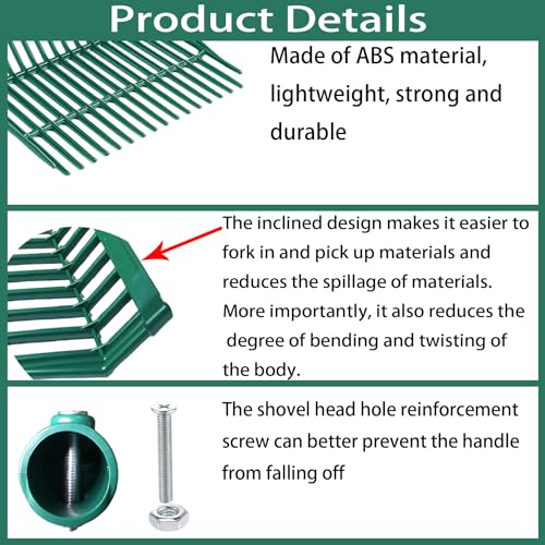 2 Green hay Fork Heads, 18-Tooth Manure Fork Replacement Head, ABS Plastic - color: Green