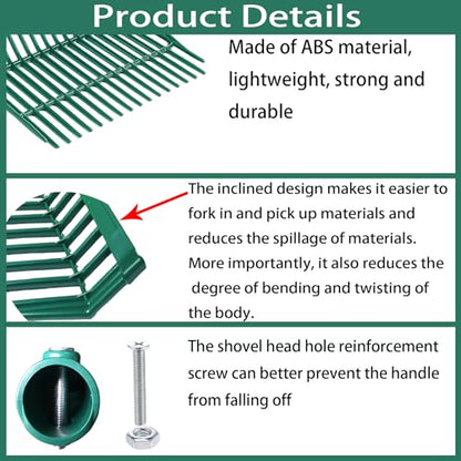 2 Green hay Fork Heads, 18-Tooth Manure Fork Replacement Head, ABS Plastic - color: Green