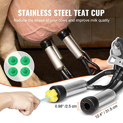 VEVOR Electric Cow Milking Machine 6.6 Gal/25 L Milker 304 Stainless Steel - size: 25 L