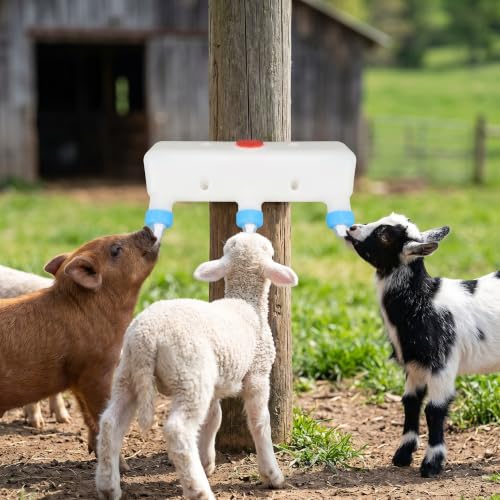 GLOGLOW 3L Goat Milk Feeder, 3 Nipples Hanging Milk Feeding Bucket