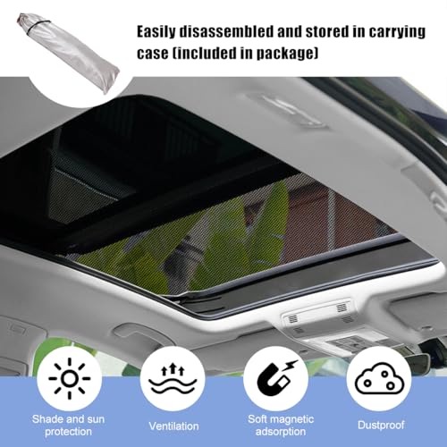 Car Sunroof Sun Shade, 25.6"×39.4" Magnetic Screen Breathable Mesh Car Roof Cover, UV Sun Protection Shades for Moonroof & Side Windows, Sunroof Screen for Overnight Camping