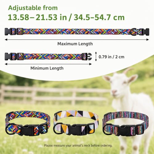 3 Pack Adjustable Goat Collars with Bells, Colorful Patterns - color: B