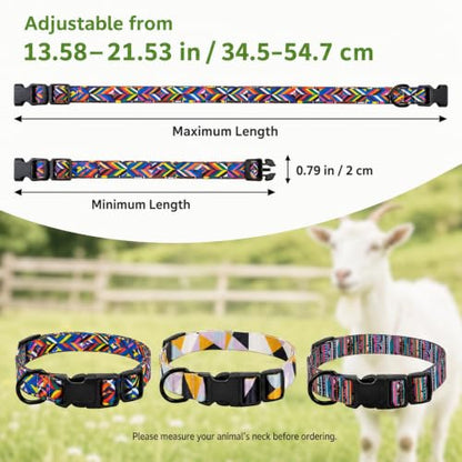 3 Pack Adjustable Goat Collars with Bells, Colorful Patterns - color: B