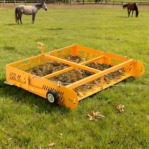 POPMOON 2-in-1 Horse Manure Fork Paddock Cleaner Tow Behind Trailer, 330 lb - size: 43.5" L -with wheels