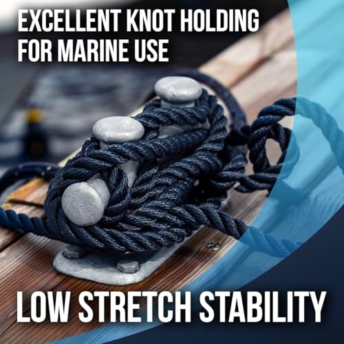Heavy Duty Twisted PP/Polyester/Nylon Rope, Weather-Resistant & Waterproof Rope for Pool, Marine, Camping, Household Use, Construction & Rigging Applications (Navy, 5/16in X 98FT) - color: Navy, size: 5/16in X 98FT