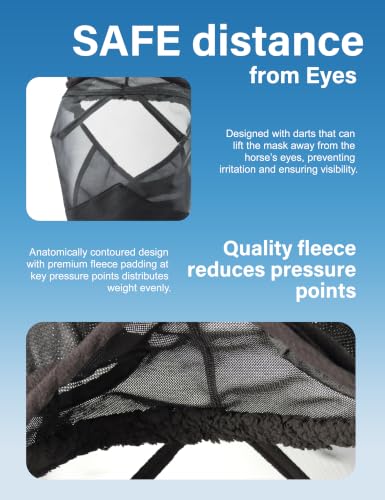 Horse Fly Mask with Ears, Comfy UV-Protective Fly Mask for Horses - size: Large, style: No Nose